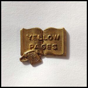 Yellow Pages Salesman's Advertising Lapel Pin-Telephone Book & Rotary Dial Phone